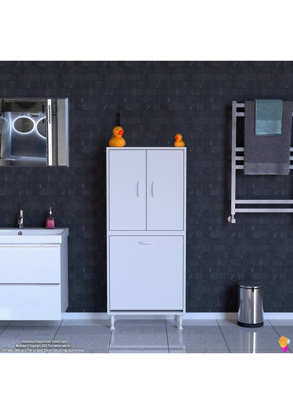60 x 138 x 32,5 Cm' Lik Kapak Içi Çift Raflı, Tek Göz Patates,soğan Sepetli Çok Amaçlı Dolap