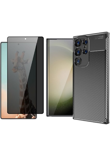 Samsung Galaxy S24 Ultra Kılıf Zore Negro Silikon Kapak + Hayalet Cam Ekran Koruyucu