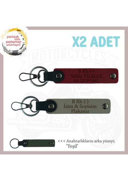 Hız Tutkunlarına, Isim Plaka ve B Rh (-) Kan Grubu Yazılı 2'li Anahtarlık Armağan, Kül Gri-Bordo-Ysl