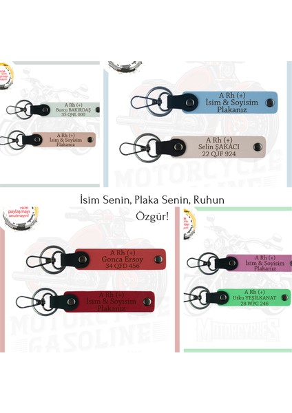 Hız Tutkunlarına, Isim Plaka ve B Rh (-) Kan Grubu Yazılı 2'li Anahtarlık Armağan, Kül Gri-Bordo-Ysl fiyatları