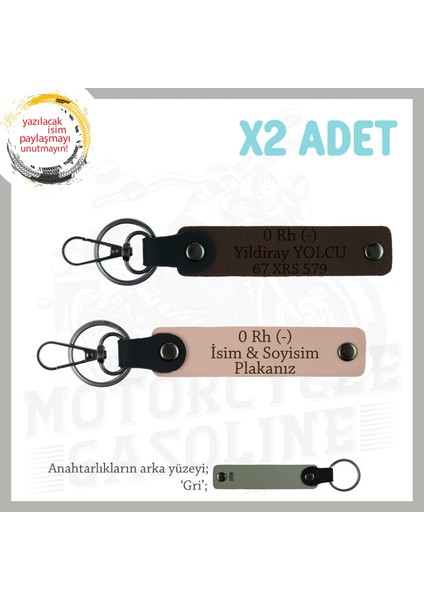 Hız Aşıkları Için Özel Isim Plaka, 0- Kan Grubu Yazılı Hediyelik X2 Anahtarlık, Yavruağzı-K Kahve-Gr