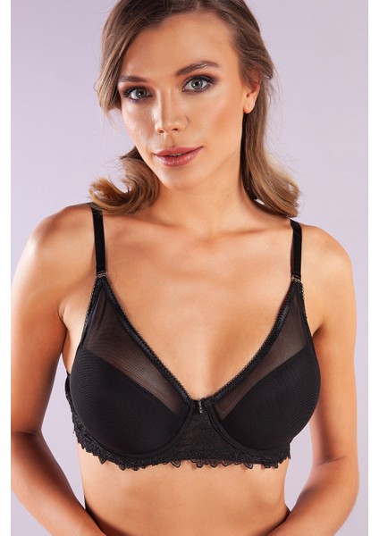 Gaspara Big Size Plunge Bra, Siyah Konforlu ve Şık Sütyen