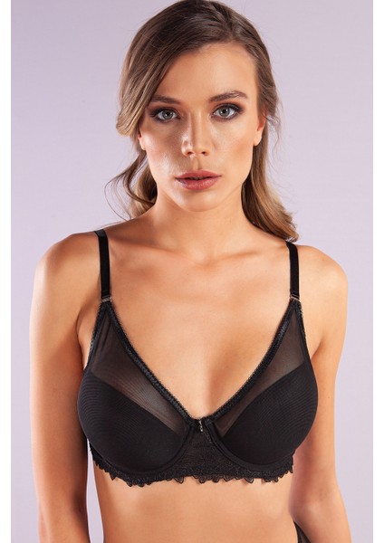Gaspara Big Size Plunge Bra, Siyah Konforlu ve Şık Sütyen