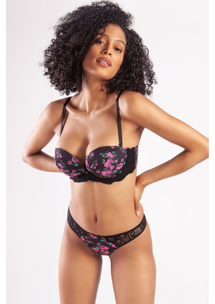 Gardenia Balconette Heavy Push Up Bra, Siyah Konforlu ve Şık Sütyen