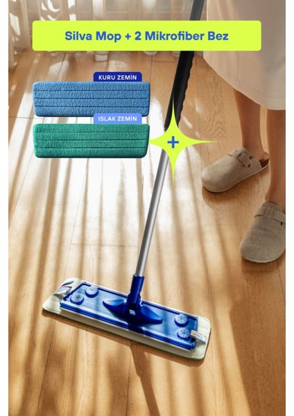 Mikrofiber Teleskopik Islak ve Kuru Bezli Mop 2'li Set