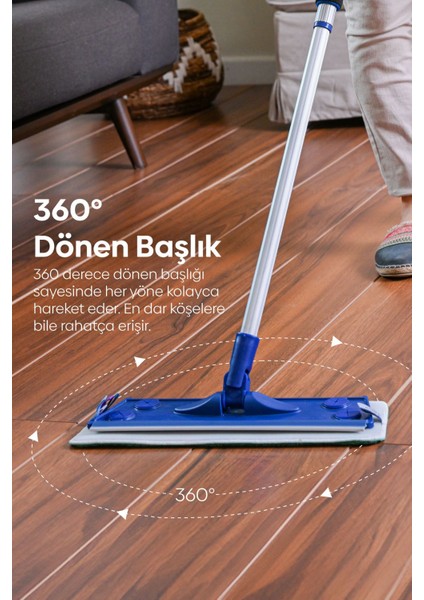 Mikrofiber Teleskopik Islak ve Kuru Bezli Mop 2'li Set indirimleri