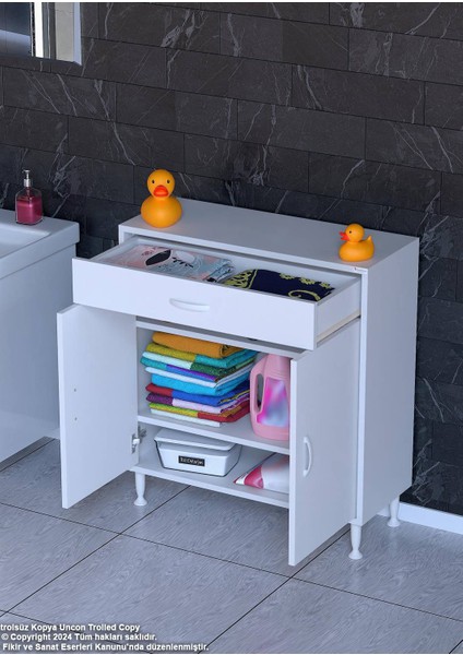75 x 88 x 32,5 cm 1 Çekmece 2 Raf 3 Bölmeli Mutfak Dolabı Çok Amaçlı Dolap