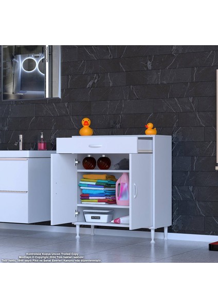 75 x 88 x 32,5 cm 1 Çekmece 2 Raf 3 Bölmeli Mutfak Dolabı Çok Amaçlı Dolap