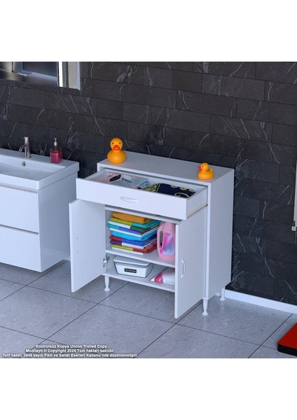 75 x 88 x 32,5 cm 1 Çekmece 2 Raf 3 Bölmeli Mutfak Dolabı Çok Amaçlı Dolap