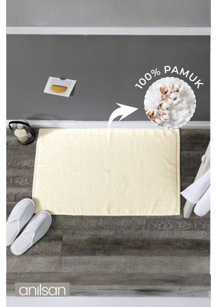 Düz Bej Ayak Havlusu - 50X70 Cm, 300 Gr, %100 Pamuk, Spa ve Otel Banyo Paspası, Günlük Kullanıma Uygun