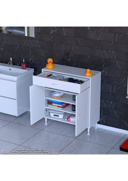 75 x 88 x 32,5 Cm’lik 1 Çekmece 1 Kapak 3 Raf 4 Göz, Organizatör Mutfak Dolabı Çok Amaçlı Dolap