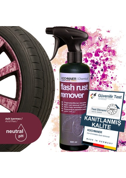 Kochmaier Oto Araç Jant Kaporta Ph Nötr Demir Tozu Temizleyici Sökücü 500 ml