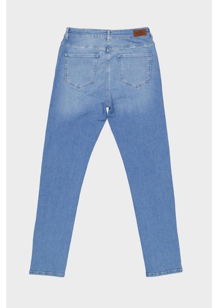 Kadın Sydney Orta Mavi Yüksek Bel Slim Straight Fermuarlı Jean Pantolon C 4529-038 fiyatları