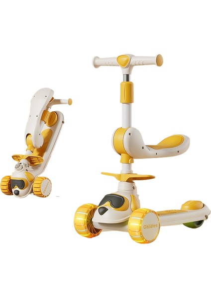 Çocuk Scooter 3'ü 1 Arada 3-6 Yaş Erkek ve Kız Scooter Bebek Oturabilir ve Kaygan Scooter'a Binebilir (Yurt Dışından)