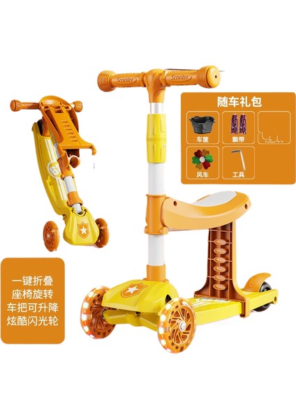 Çocuk Scooter 3'ü 1 Arada 3-6 Yaş Erkek ve Kız Scooter Bebek Oturabilir ve Kaygan Scooter'a Binebilir (Yurt Dışından)
