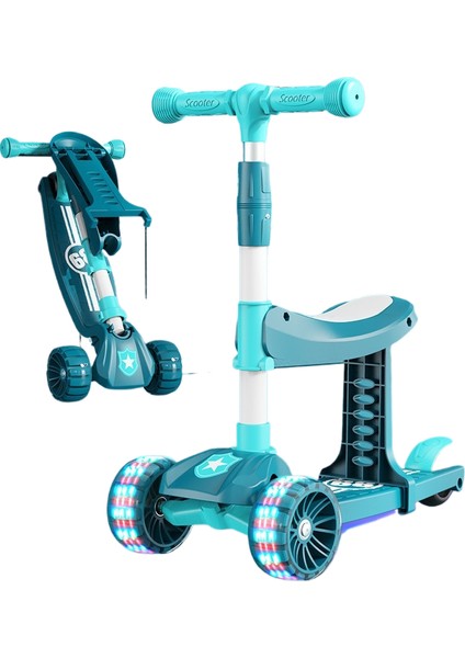 Çocuk Scooter 3'ü 1 Arada 3-6 Yaş Erkek ve Kız Scooter Bebek Oturabilir ve Kaygan Scooter'a Binebilir (Yurt Dışından)