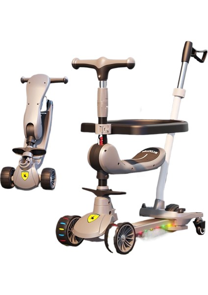Çocuk Scooter 3'ü 1 Arada 3-6 Yaş Erkek ve Kız Scooter Bebek Oturabilir ve Kaygan Scooter'a Binebilir (Yurt Dışından)