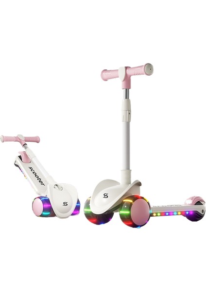 Çocuk Scooter 3'ü 1 Arada 3-6 Yaş Erkek ve Kız Scooter Bebek Oturabilir ve Kaygan Scooter'a Binebilir (Yurt Dışından)