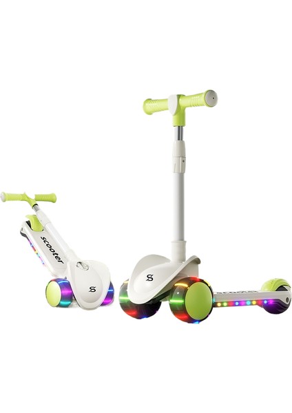 Çocuk Scooter 3'ü 1 Arada 3-6 Yaş Erkek ve Kız Scooter Bebek Oturabilir ve Kaygan Scooter'a Binebilir (Yurt Dışından)