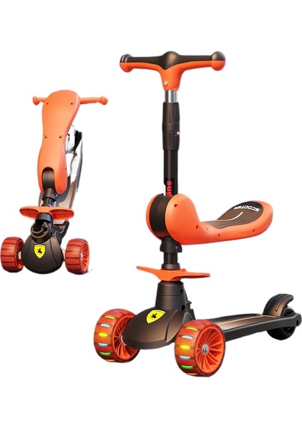 Çocuk Scooter 3'ü 1 Arada 3-6 Yaş Erkek ve Kız Scooter Bebek Oturabilir ve Kaygan Scooter'a Binebilir (Yurt Dışından)