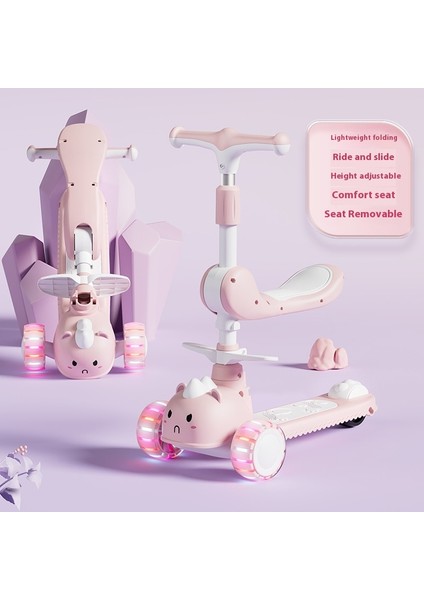 Scooter Çocuklar 2-6 Yaş Bebek Scooter Çocuklar Oturabilir ve Kayabilir Yo-Yo Taşınabilir Oyuncak Araba (Yurt Dışından)