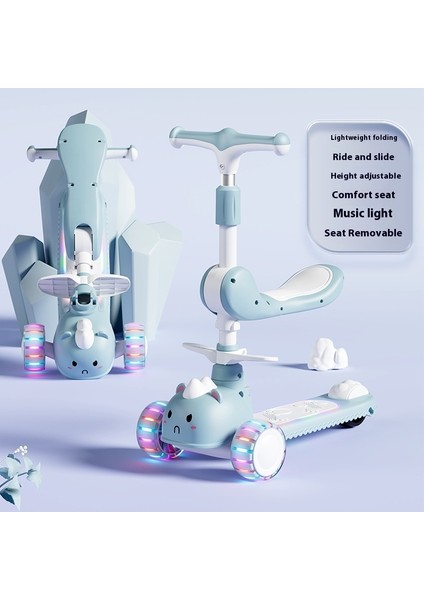 Scooter Çocuklar 2-6 Yaş Bebek Scooter Çocuklar Oturabilir ve Kayabilir Yo-Yo Taşınabilir Oyuncak Araba (Yurt Dışından)