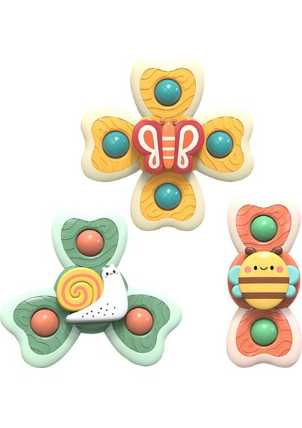 Bebek Vakumlu Bardak Dönen Karikatür Fidget Spinner Banyo Oyuncağı 3 Parçalı Set - Çok Renkli (Yurt Dışından)