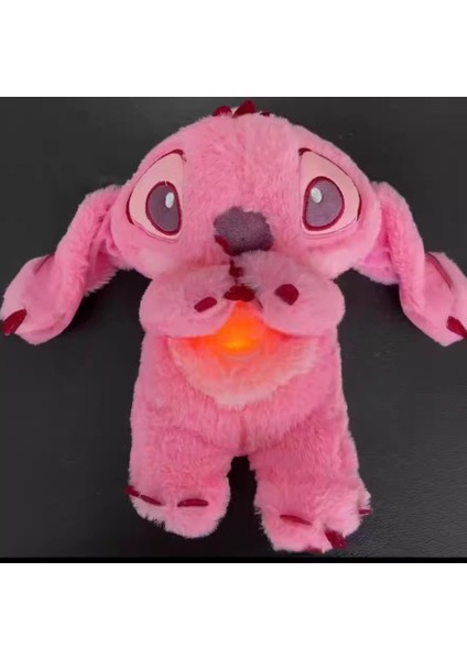 Lilo ve Stitch Nefes Alan Çocuk Peluş Sakinleştirici Oyuncak Karikatür Bebek Müzik Işık Uyku Oyuncağı Pembe Stitch (Yurt Dışından)
