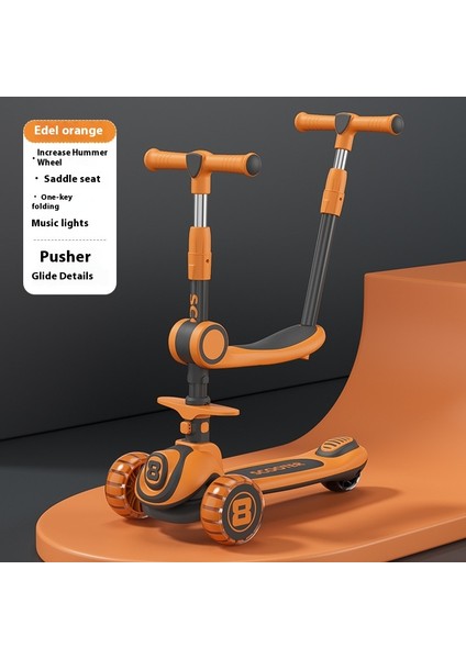 Çocuk Scooter 3'ü 1 Arada Üç Tekerlekli Yo-Yo Oturabilir Kayabilir Itebilir Pedallı Bebek Arabası (Yurt Dışından)