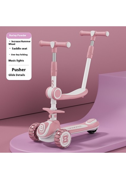 Çocuk Scooter 3'ü 1 Arada Üç Tekerlekli Yo-Yo Oturabilir Kayabilir Itebilir Pedallı Bebek Arabası (Yurt Dışından)