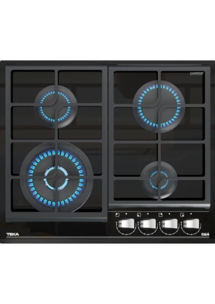 - GZC 64320 XBC BK - Ankastre ExactFlame Teknolojili Kristal Wok Gözlü Cam Gazlı Ocak - Döküm Izgara - Siyah - 60 cm - 112570169