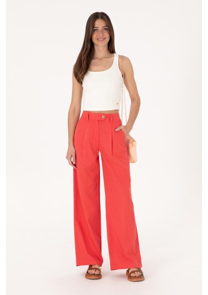 Kadın Kırmızı Pantolon (Kanvas-Chino) 50300631-VR213