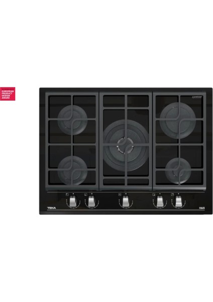 GZC 75330 XBN BK Ankastre ExactFlame Teknolojili Kristal Wok Gözlü Cam Gazlı Ocak Döküm Izgara Siyah 70 cm 112570173
