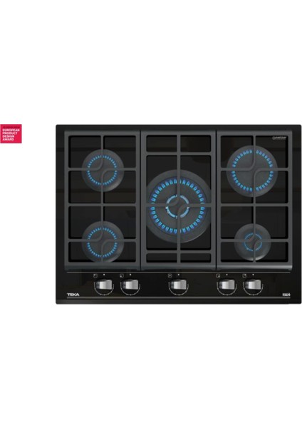 GZC 75330 XBN BK Ankastre ExactFlame Teknolojili Kristal Wok Gözlü Cam Gazlı Ocak Döküm Izgara Siyah 70 cm 112570173