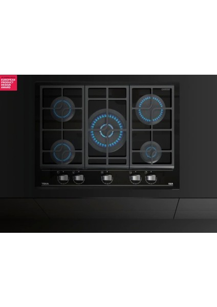 GZC 75330 XBN BK Ankastre ExactFlame Teknolojili Kristal Wok Gözlü Cam Gazlı Ocak Döküm Izgara Siyah 70 cm 112570173
