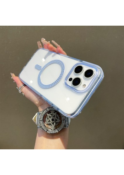 iPhone 16 Pro Max Rhinestone Çerçeve Yıldız Parıltılı Epoksi Tasarım Tpu + Pc Telefon Kılıfı (Yurt Dışından)