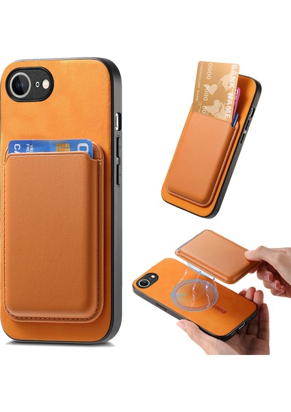 iPhone 16E Pu Deri Kaplı Pc + Tpu Hibrit Telefon Kabuğu (Yurt Dışından)