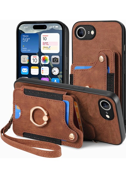iPhone 16 Pro Max Cüzdan Deri Telefon Kılıfı Kayışlı (Yurt Dışından)