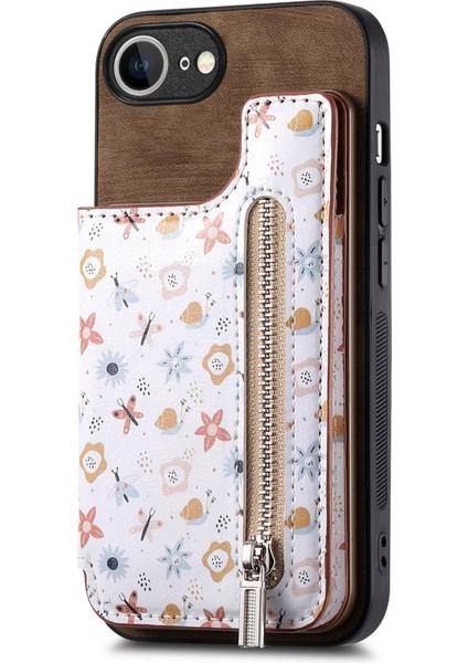 iPhone 16E Deri Kart Tutucu Manyetik Emici Telefon Kılıfı Için (Yurt Dışından)