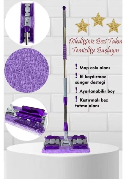 Sihirli Teleskobik Mikrofiber Mop Ayarlanabilir 1 Adet Yedek Bez