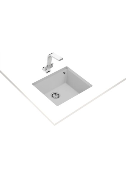 SQUARE 50.40 TG ARTIC WHITE Tezgahaltı Granit Eviye Beyaz 50 cm 115230024 fiyatları
