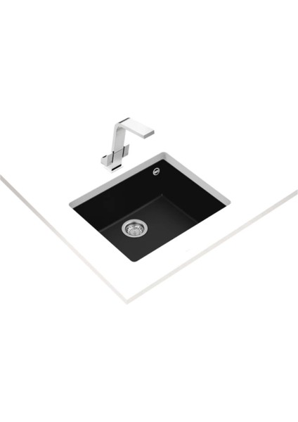 SQUARE 50.40 TG SP BLACK Tezgahaltı Granit Eviye Siyah 50 cm 115230020