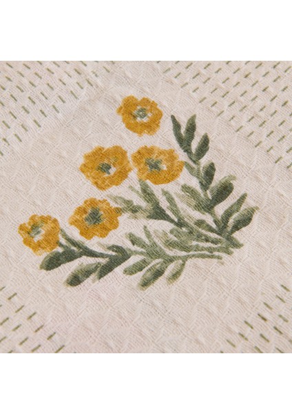 Soft Folky Çift Kişilik Pike Takımı - Beyaz / Sarı