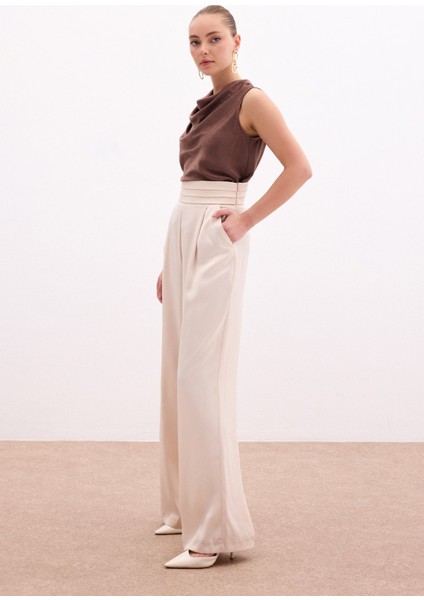 Cepli Salaş Saten Pantolon - Bej fiyatları