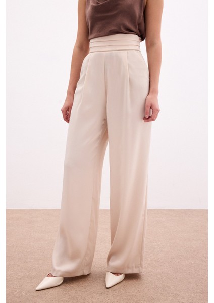 Cepli Salaş Saten Pantolon - Bej indirimleri