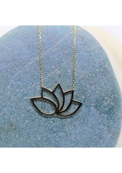 14 Ayar Altın Kolye-Lotus Çiceği Uğur Kolyesi-Hediye Lotus Çiçeği Altın Kolye modelleri
