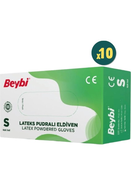 Lateks Eldiven Pudralı Small 100'LÜ 10 Kutu