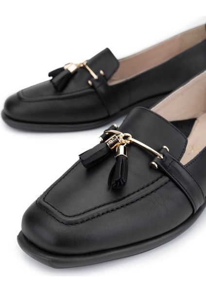 Kadın Hakiki Deri Siyah Comfort Ayakkabı 611 E2742 Bn Ayk Y25 Black