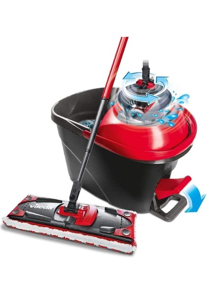 Uniqueco Vileda Ultramax Turbo Pedallı Temizlik Seti, Zemin Sileceği ve Güçlü Sapanlı Kova