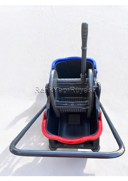Okul Temizliği Için Endüstriyel Çift Kovalı Pres Plastik Kat Temizlik Arabası